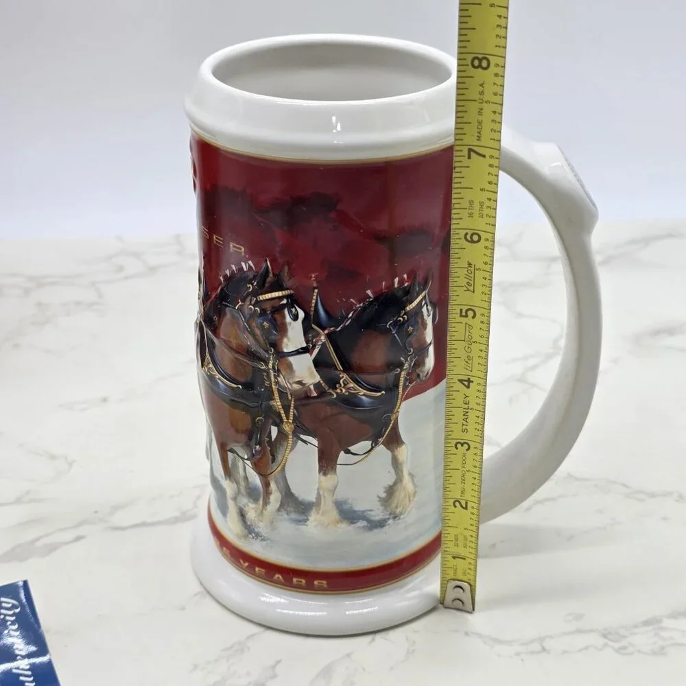 BUDWEISER Holiday Beer Stein 25th Anniversary 2004 CLYDESDALE Horse with COA New